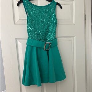 Source Unknown Teal Sequin Kids Dress